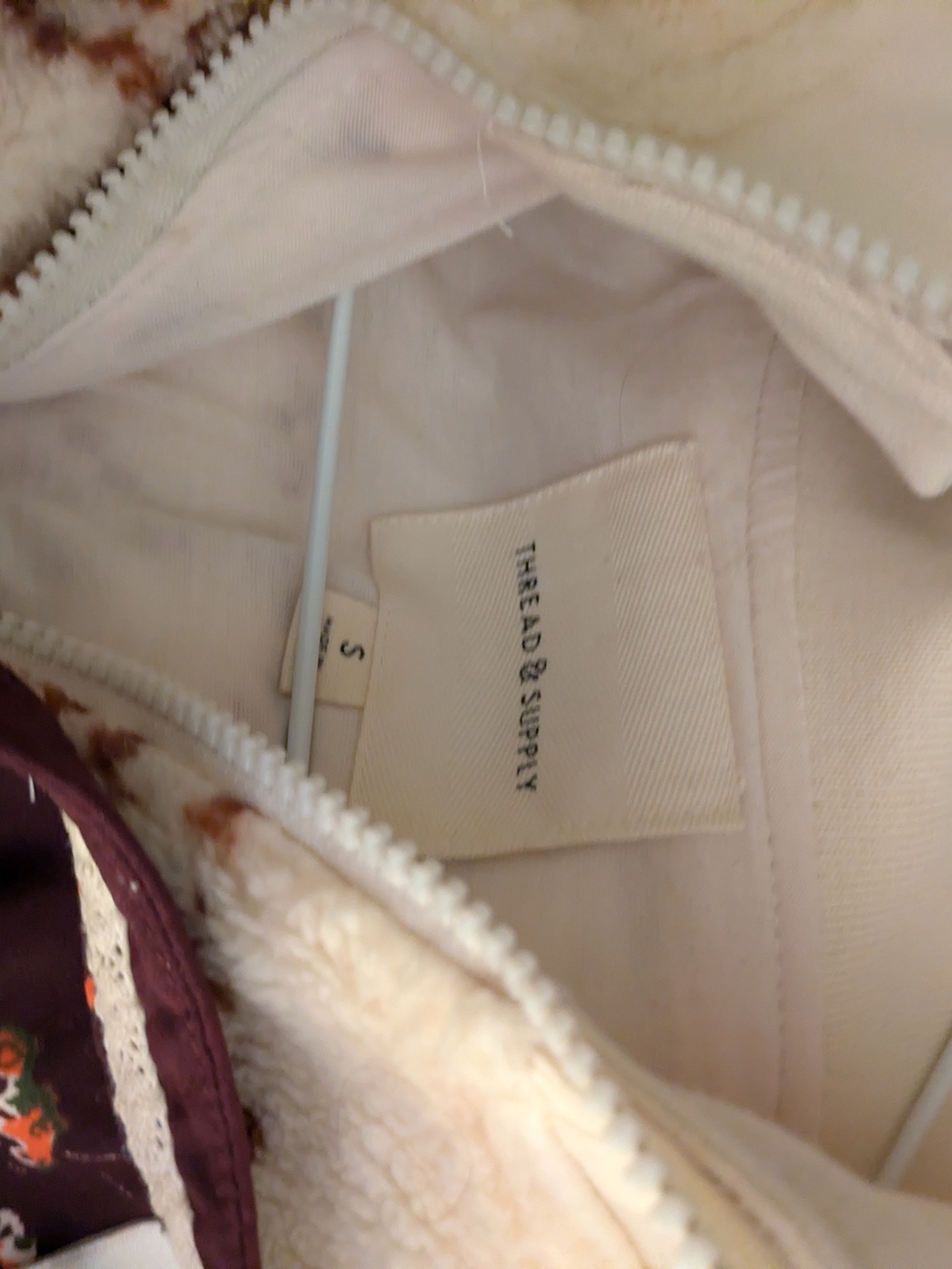 Thread & Supply Cream Sherpa Jacket with Rust Pattern - Picture 3 of 3